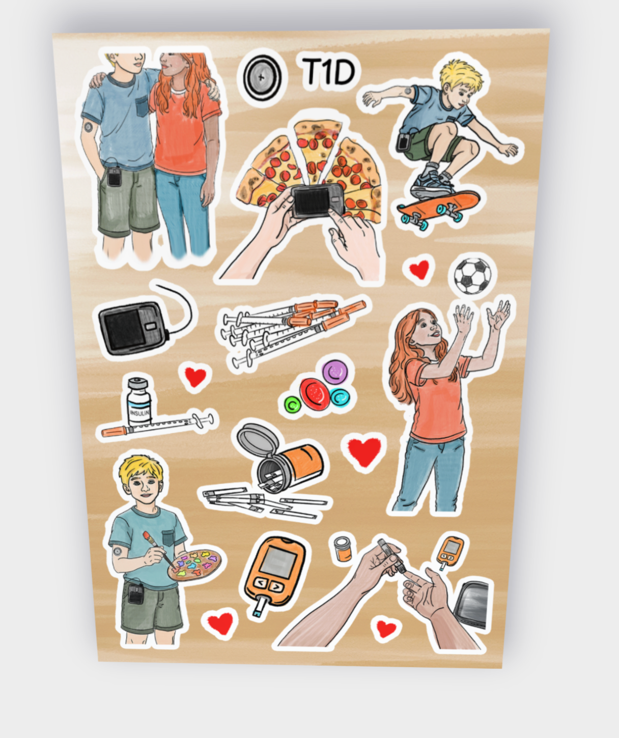 Illustrated Stickers from "Someone with Type 1 Diabetes..." Book