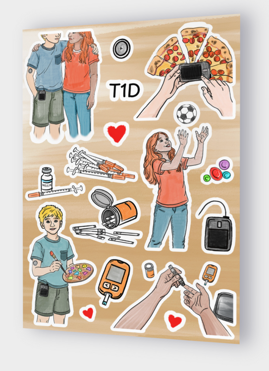 Illustrated Stickers from "Someone with Type 1 Diabetes..." Book