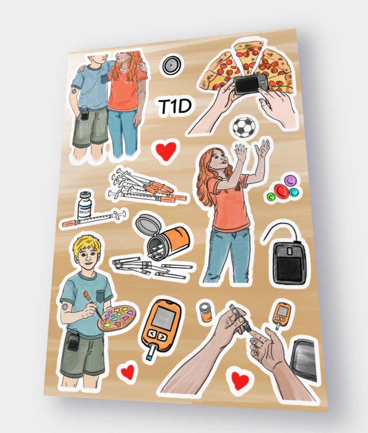 Illustrated Stickers from "Someone with Type 1 Diabetes..." Book