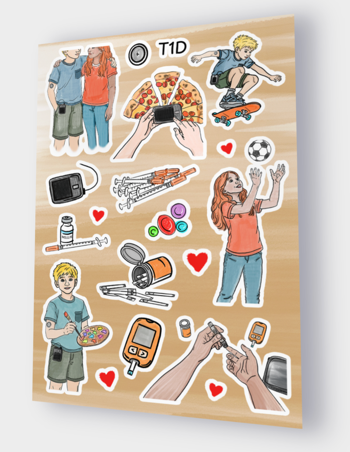 Illustrated Stickers from "Someone with Type 1 Diabetes..." Book
