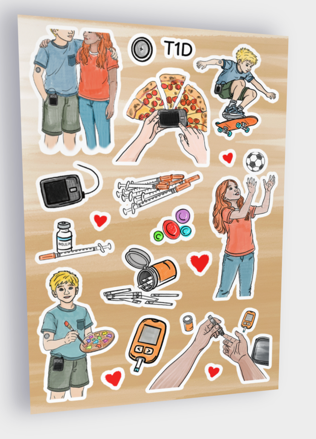 Illustrated Stickers from "Someone with Type 1 Diabetes..." Book