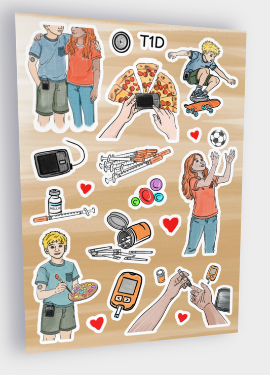 Illustrated Stickers from "Someone with Type 1 Diabetes..." Book