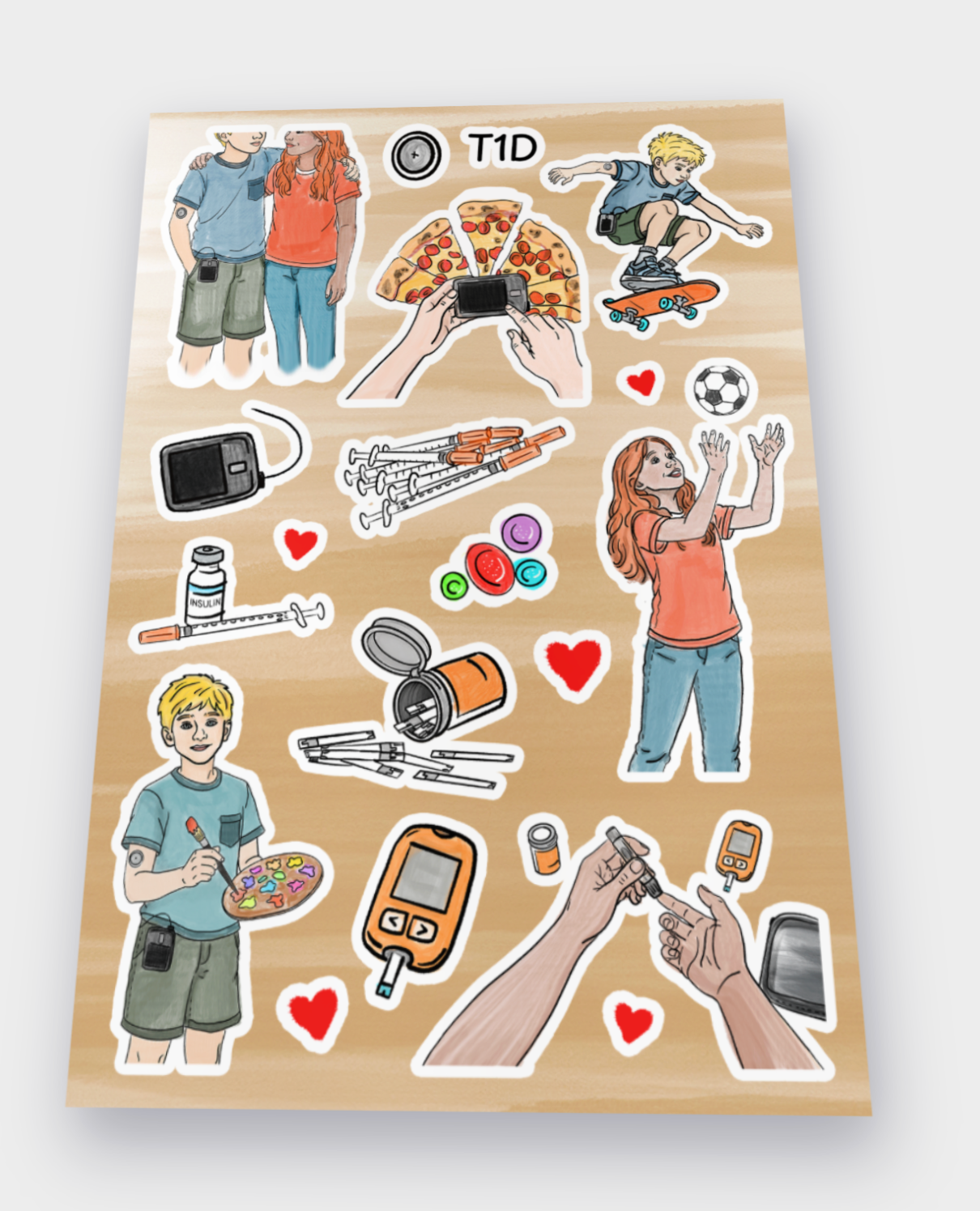 Illustrated Stickers from "Someone with Type 1 Diabetes..." Book